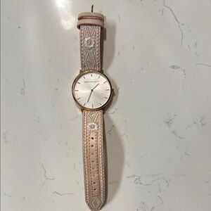 Rose Gold Watch with Embroidered Strap